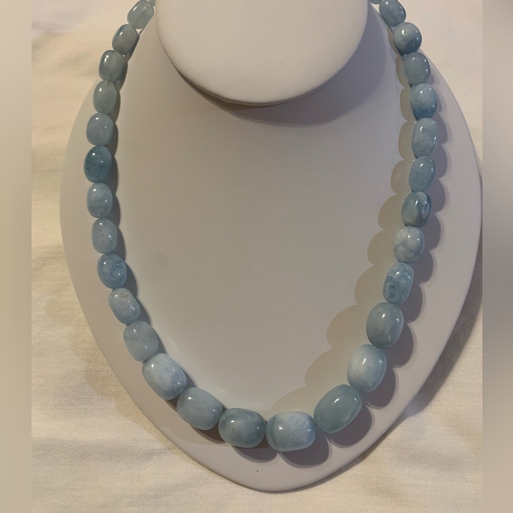 JTV Aquamarine Bead Strand Necklace